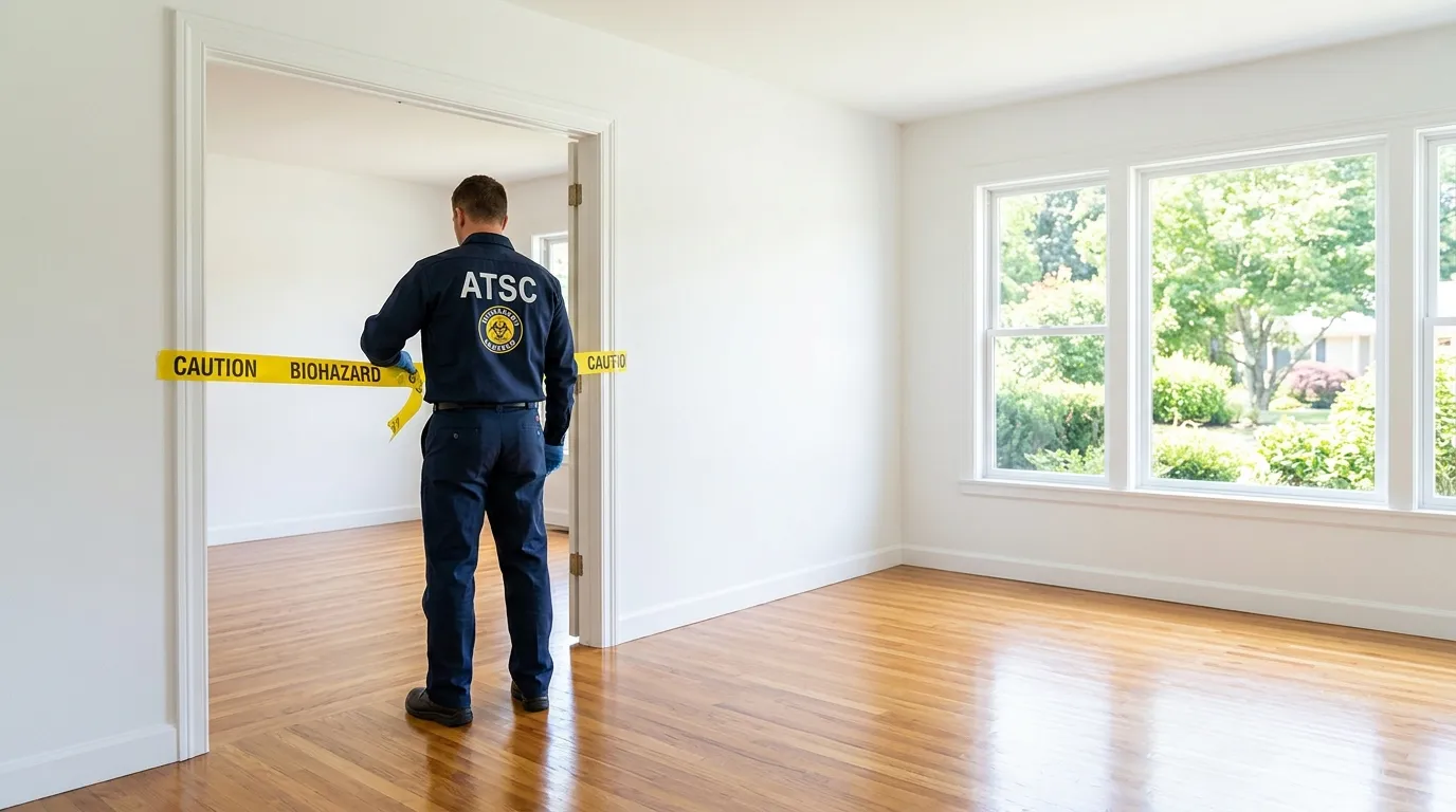 Certified biohazard cleanup crew performing Decomposition Cleanup in Swansea